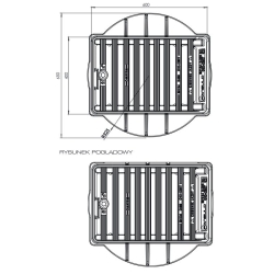 Wpust ściekowy żeliwny D400 H-115 3/4 kołnierz FANSULD OMNIA 600X400QUICK BLOCK, ZAWIAS