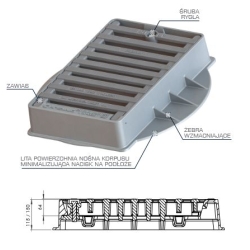 Wpust ściekowy żeliwny D400 H-115 3/4 kołnierz FANSULD OMNIA 600X400QUICK BLOCK, ZAWIAS