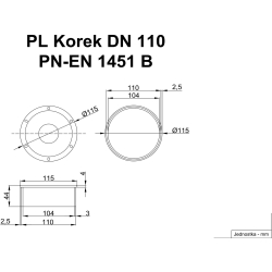 Korek kanalizacyjny 110 SZARY