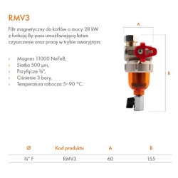 Filtr osadu magnetyczny RMV3 do 28kW 3/4