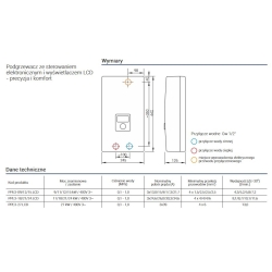 Elektryczny przepływowy podgrzewacz wody PPE3-17/18/21/24 electronic LCD