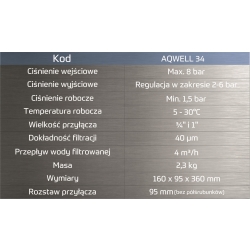Filtr narurowy z reduktorem ciśnienia Aqwell 34, podłączenie uniwersalne 1