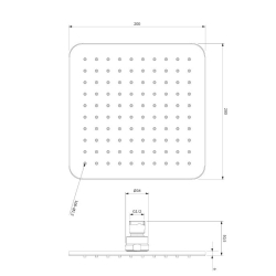 SLIMLINE deszczownica, 20 x 20 cm CZARNY MAT OMNIRES