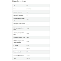 Ciśnieniowe naczynie przeponowe do układów grzewczych i chłodniczych typu N-12 REFLEX 4BAR/70 C, ciśnienie wstępne 1,5BAR,przyłącze R3/4