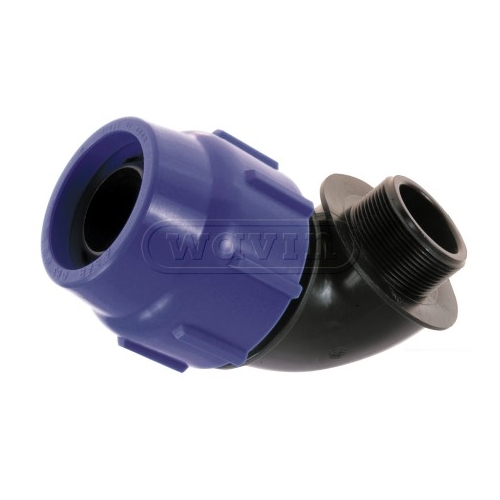 Kolano zaciskowe gwint zewnętrzny PE 40x1"/90° WAVIN