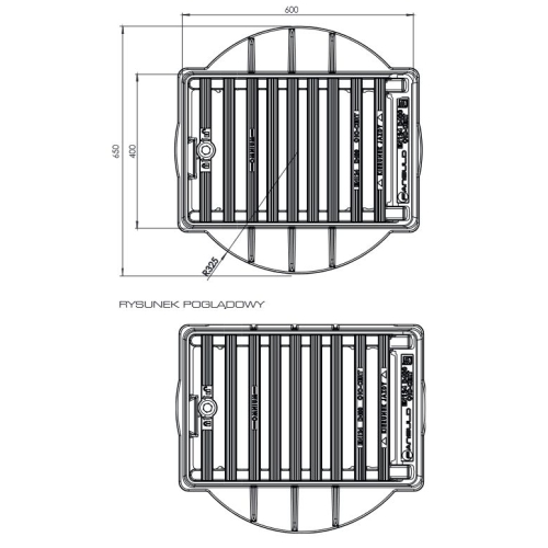 Wpust ściekowy żeliwny D400 H-115 3/4 kołnierz FANSULD OMNIA 600X400QUICK BLOCK, ZAWIAS