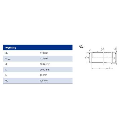 Rura kanalizacyjna PVC 110x3.2x3m SN4 SDR41 PIPELIFE