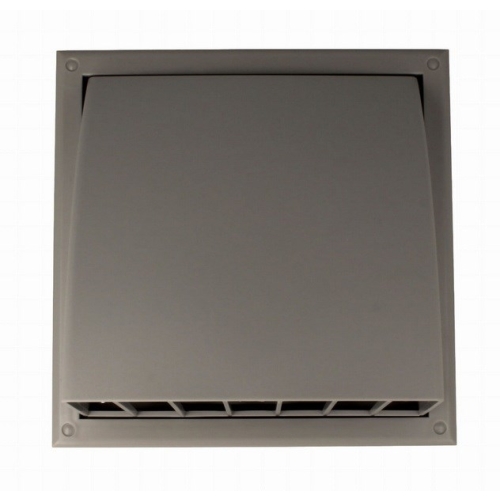 Wylot ścienny 154x154 mm z zaworem zwrotnym, okapem i kołnierzem fi 125 mm, szary
