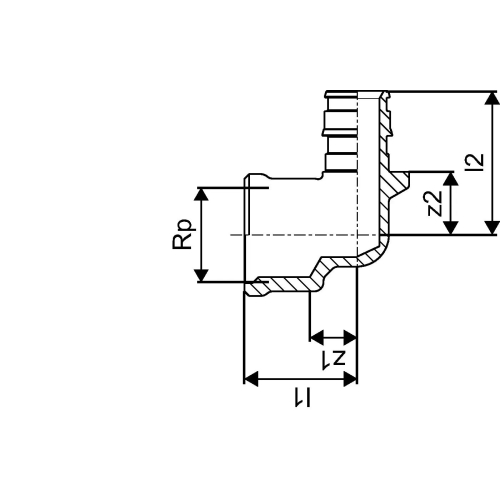 UPONOR Q&E kolano z gwintem wewnętrznym PL 25-Rp3/4
