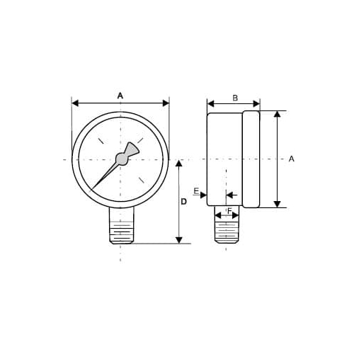 Manometr M 100 R 1,6 MPa (16 bar) podejście od dołu 1/4