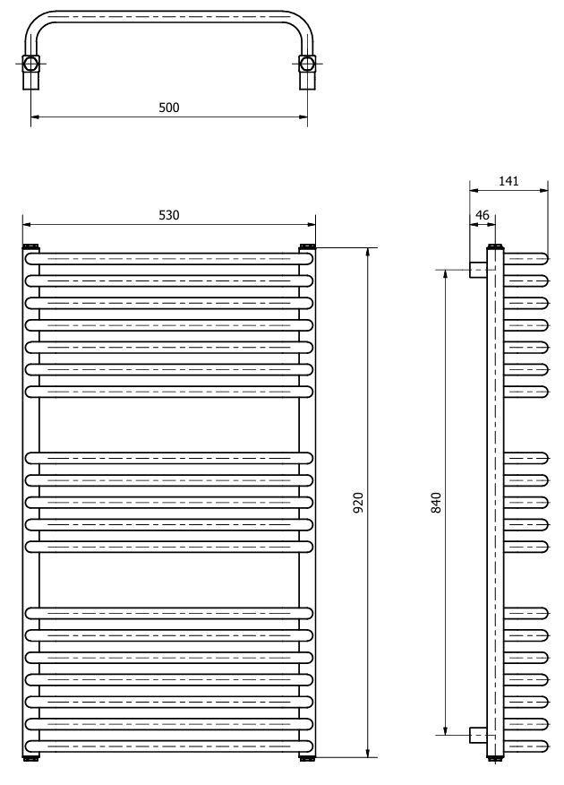 Grzejnik łazienkowy SALTO I 920x530 RAL 9003 BIAŁY LUXRAD - zdjęcie dodatkowe 3