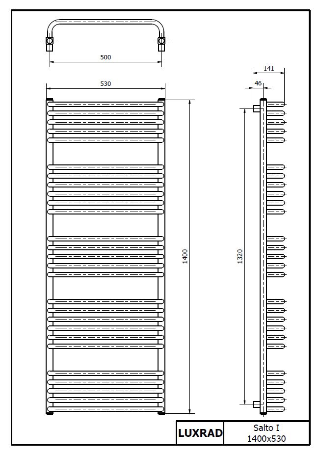 Grzejnik łazienkowy SALTO I 1400x530 RAL 9003 BIAŁY LUXRAD - zdjęcie dodatkowe 1