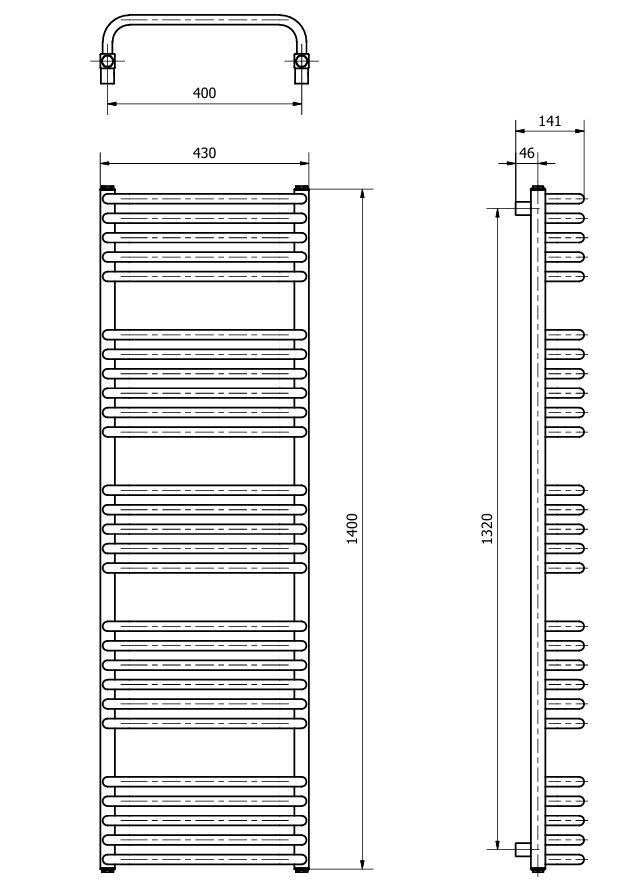 Grzejnik łazienkowy SALTO I 1400x430 RAL 9003 BIAŁY LUXRAD - zdjęcie dodatkowe 3