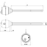 Grzałka z termostatem GRBT 3x2,0 U6/4 - 6000W ELIKO