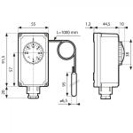 Termostat zanurzeniowy TC2, 0÷90°C, nastawa zewnętrzna, kapilara 1000 mm AFRISO