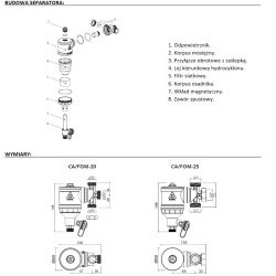 Separator magnetyczny z filtrem i osadnikiem 3/4” ( DN20 ) CALIDO ARKA