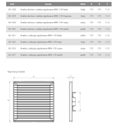 Kratka 170x170 z regulowanym tyłem biała, średnica tyłu 80-150 AIRROXY