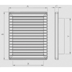 Kratka wentylacyjna z kanałem prostokątnym z siatką 170x170 + tył 140x140 SZARA AIRROXY