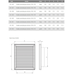 Kratka z ramką 140x210 biała AIRROXY