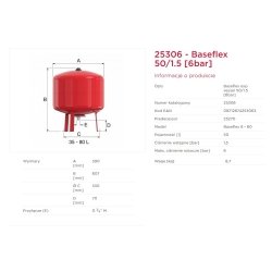 Naczynie przeponowe CO 50L 6 bar BASEFLEX FLAMCO