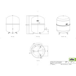 Ciśnieniowe naczynie przeponowe do układów grzewczych i chłodniczych typu N-100 REFLEX, 6BAR/70 C, ciśnienie wstępne 1,5BAR, przyłącze R3/4