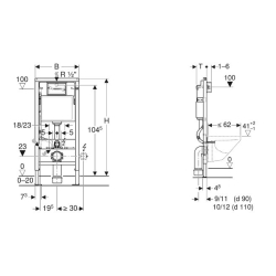 Stelaż Duofix Basic do WC Delta 12 cm, H112, z mocowaniem GEBERIT