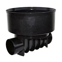 Kineta PP 425x200 przelotowa typ 1, do rury wznoszącej korugowanej 425mm oraz rury wlotowej gładkiej 200mm, z uszczelką, kolor czarny (Basic 425) 3045