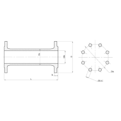 Króciec dwukołnierzowy FF 80 L-800 8 otworowy, żeliwo sferoidalne WG METALPOL