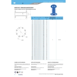 Króciec dwukołnierzowy FF 80 L-800 8 otworowy, żeliwo sferoidalne WG METALPOL