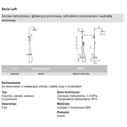 Kolumna natryskowa z baterią natryskową LOFT VALVEX