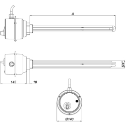 Grzałka z termostatem GRBT 3x2,0 U6/4 - 6000W ELIKO