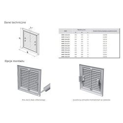 Kratka wentylacyjna 205x300 mm z siatką i uchwytami mocującymi, biała VENTIKA