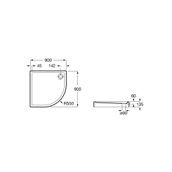 GRANADA RONDO Brodzik 90x90x13 COMPACT R-55 syfon w komplecie ROCA