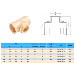 Trójnik mosiężny redukcyjny 1 1/4