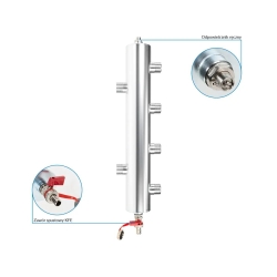 Rozdzielacz BLH 860 ze sprzęgłem hydraulicznym na 2 obiegi, 70 kW, nieocieplone AFRISO