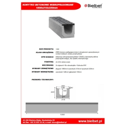 Korytko betonowe ruszt żeliwny V150/200 1m 210x220 E600 WIBROPRASOWANE