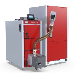 Kocioł, piec z podajnikiem pelletowy, pellet, pelet, pellet DELTA EkoPELL 30 kW podajnik z PRAWEJ strony DEFRO