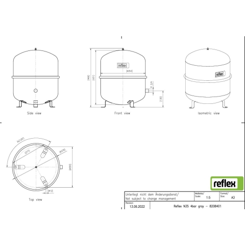 Naczynie przeponowe CO 35L N-35, przyłącze 3/4