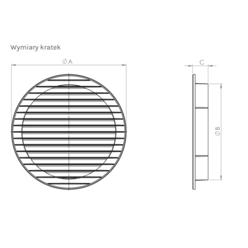 Kratka wentylacyjna okrągła z siatką fi 120 brąz + Średnica przednia 148 AIRROXY