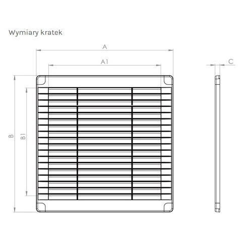 Kratka wentylacyjna z zaślepkami 250x250 SZARY AIRROXY