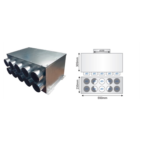 Rozdzielacz przelotowy dwurzędowy 10x75/200-OC bez uszczelek PRODMAX