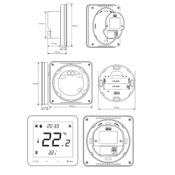 TECH Przewodowy zasilany 230V regulator pokojowy dwustanowy (panel przedni ze szkła) biały ST-297z v3