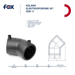 Kolano elektrooporowe PE100RC 45° d 110 FOX