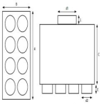 Rozdzielacz przelotowy dwurzędowy 8x75/160 ocynkowany, bez uszczelek PRODMAX
