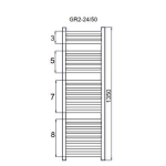 Grzejnik łazienkowy GR2, wymiary 570x1350, 23-żeberka, MOC-662W. TYP.GŁP-24/50 DIAMOND
