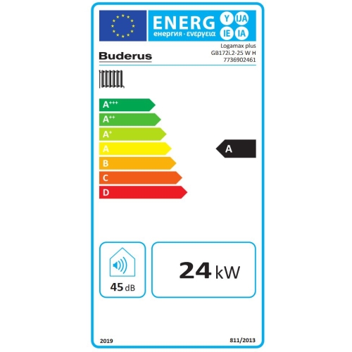 Kocioł gazowy jednofunkcyjny GB172i.2-25W H BC400 ( wbudowany w kocioł ) + czujnik FA ( w pudełku z kotłem ) + RC100.2 - 7738112964 ( dodawany oddziel