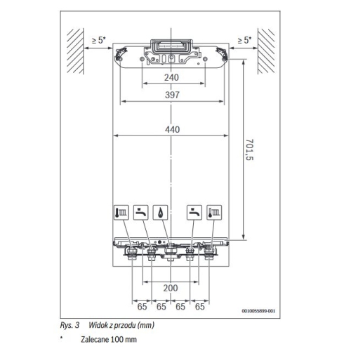 Kocioł gazowy jednofunkcyjny GB172i.2-25W H BC400 ( wbudowany w kocioł ) + czujnik FA ( w pudełku z kotłem ) + RC100.2 - 7738112964 ( dodawany oddziel