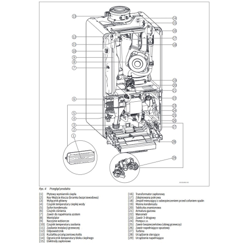 Kocioł gazowy jednofunkcyjny GB172i.2-25W H BC400 ( wbudowany w kocioł ) + czujnik FA ( w pudełku z kotłem ) + RC100.2 - 7738112964 ( dodawany oddziel