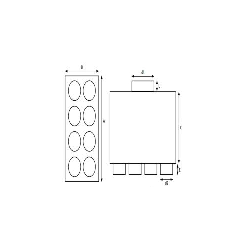 Rozdzielacz przelotowy dwurzędowy 8x75/160 ocynkowany, bez uszczelek PRODMAX