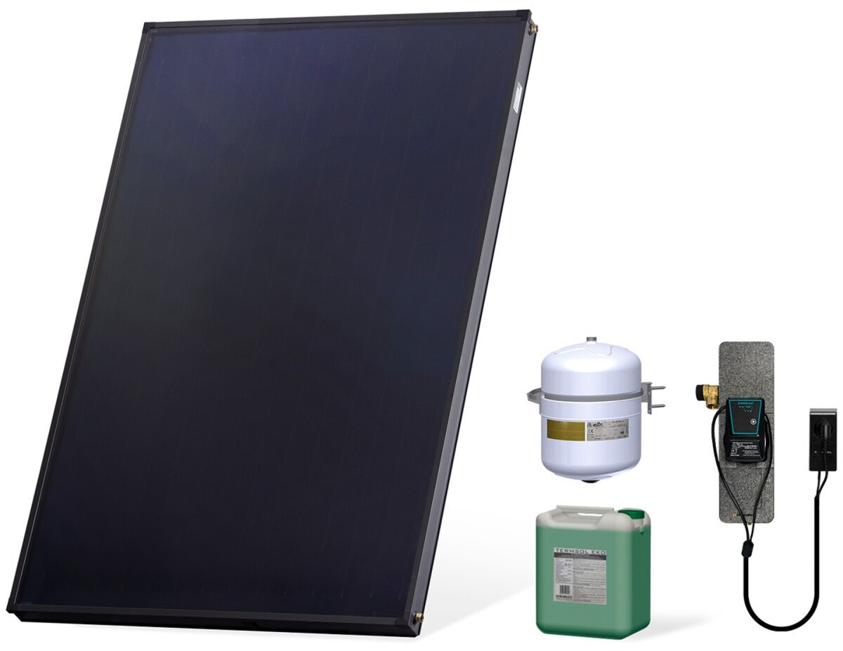 Zestaw solarny Komfort HX00-1KS2600.X001 Zestaw solarny Komfort dla 1-3 osób: kolektor słoneczny KS2600 (1 szt.), zespół pompowy ALEX HX10 MS (ze ste - zdjęcie główne
